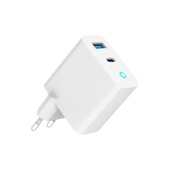 Мережевий ЗП, 1 USB-A + 1 Type-C (PD45Вт + QC3.0 18Вт), білий