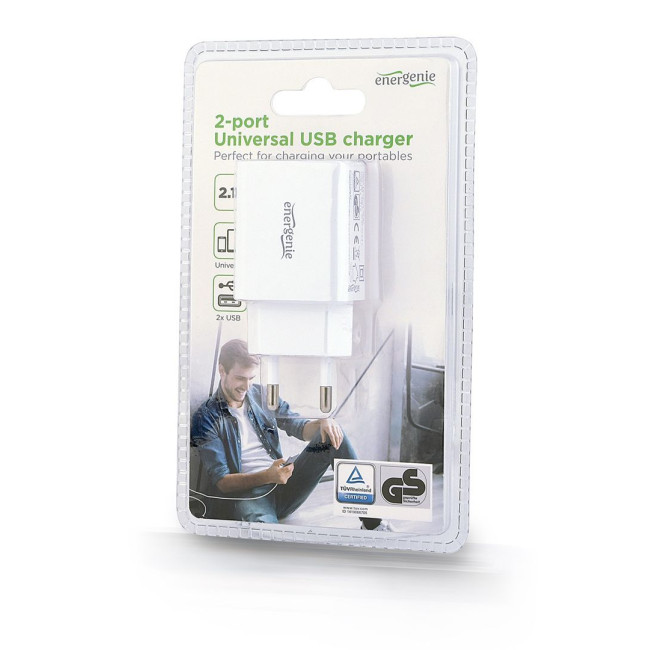 Зарядний пристрій USB 2.1 A, білий