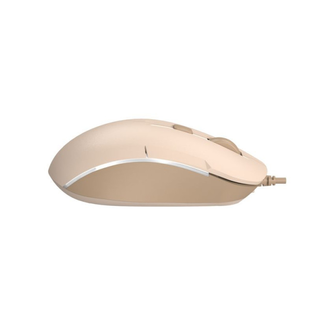 Миша дротова безшумна Fstyler, біле підсвічування, USB, 1600 dpi, бежевий