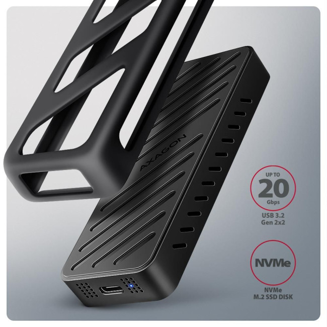Зовнішній карман для SSD-накопичувачів AXAGON EEM2-20G USB-C 20Gbps - M.2 NVMe SSD ARMORED box