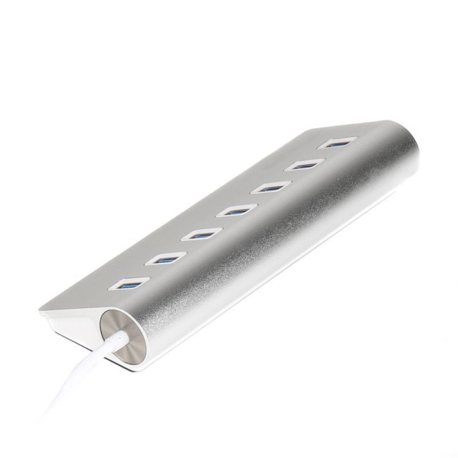 Хаб USB 3.0 Type-A на 7 портів, метал, сріблястий