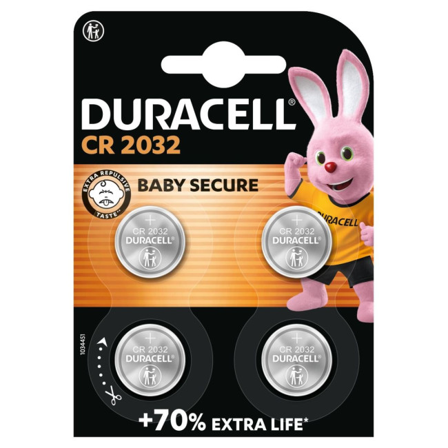 Спеціальна літієва батарейка типу «таблетка» Duracell 2032 3V, (DL2032/CR2032), 4 шт.