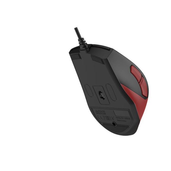 Миша дротова безшумна Fstyler, USB, 2400 dpi, чорний+червоний