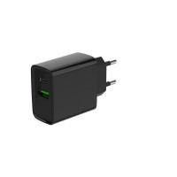 Мережевий ЗП, 1 USB-A + 1 Type-C (PD20Вт + QC3.0 18Вт), чорний
