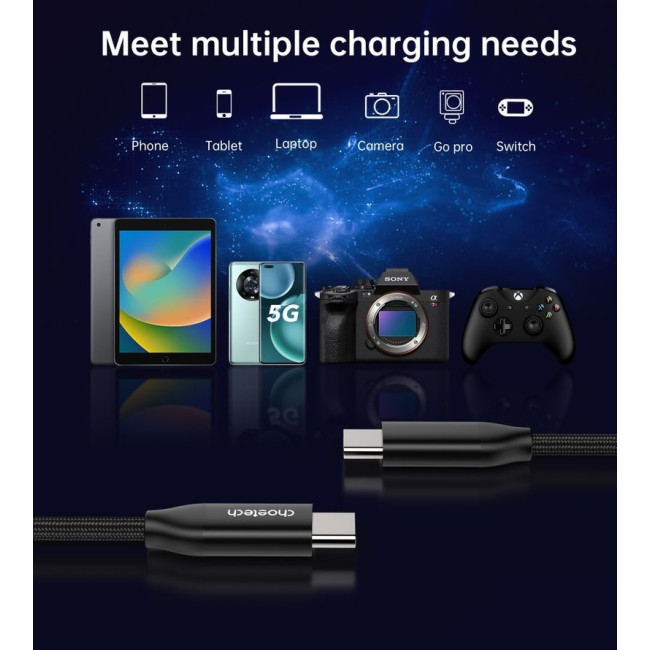 Кабель USB 2.0, 240w, C-тато/C-тато, 1 м, преміум