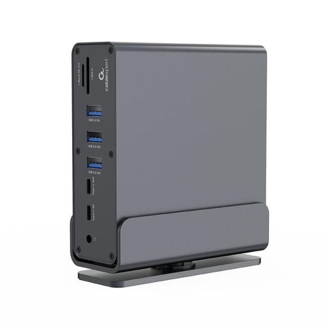Док станція USB-C 15-в-1 (USB-хаб + HDMI/DP/PD/картридер/LAN/3.5-мм аудіо), сірий