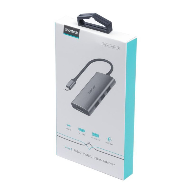 Док станція USB-C 7-в-1 (HDMI/PD/картридер/USB-A / USB-C), алюміній