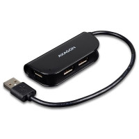 Хаб AXAGON HUE-X4B USB READY hub, USB-A кабель 20см, Чорний