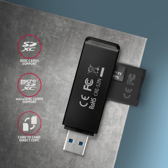 Кардрідер AXAGON CRE-S2N SuperSpeed USB-A card reader