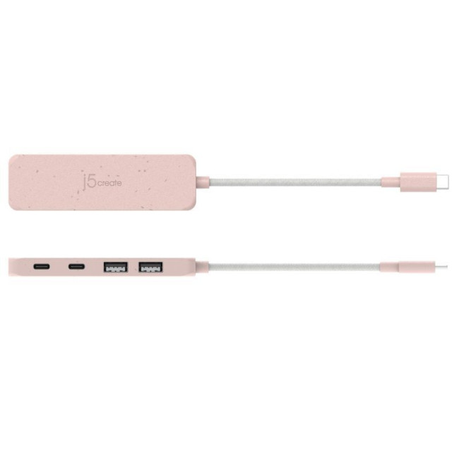 Хаб USB 3,2, 10Gbps, USB-С на 2 USB-A/2 USB-С, червоний