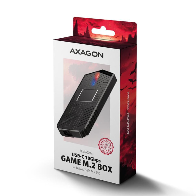 Зовнішній карман для SSD-накопичувачів AXAGON EEM2-GAM USB-C 10Gbps - M.2 NVMe & SATA SSD GAME M.2 box