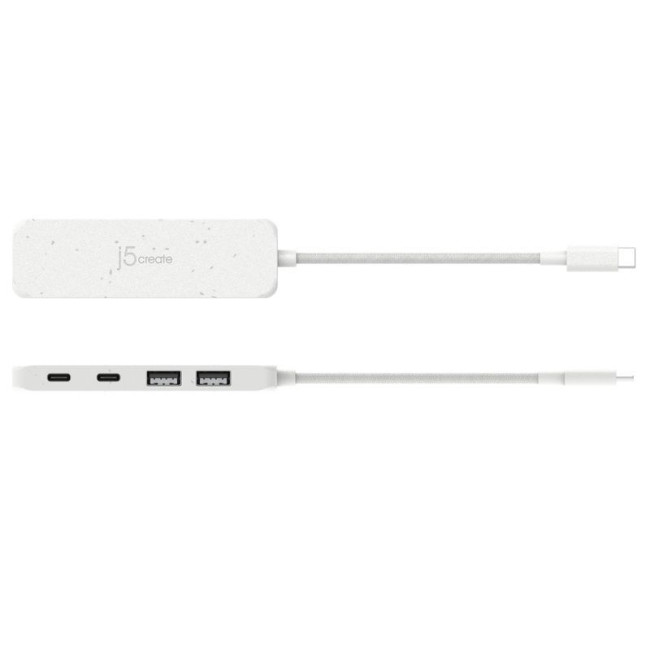 Хаб USB 3.2, 10Gbps, USB-С на 2 USB-A/2 USB-С, білий