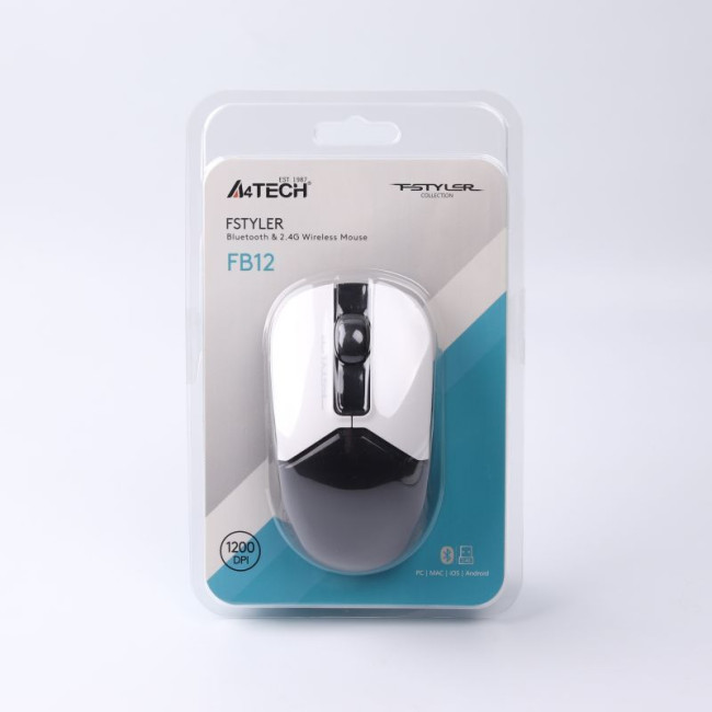 Миша бездротова Fstyler, Bluetooth / 2.4 ГГц, чорний + білий