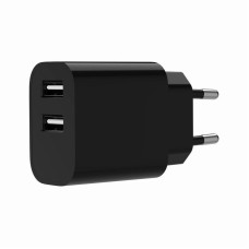 Мережевий ЗП, 2 USB-A 5V/2.4A (12W), чорний