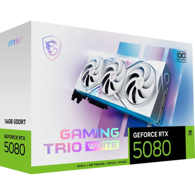 Відеокарта PCIE16 RTX5080 16GB GDDR7 5080 16G GAM TRIO OC WHITE MSI