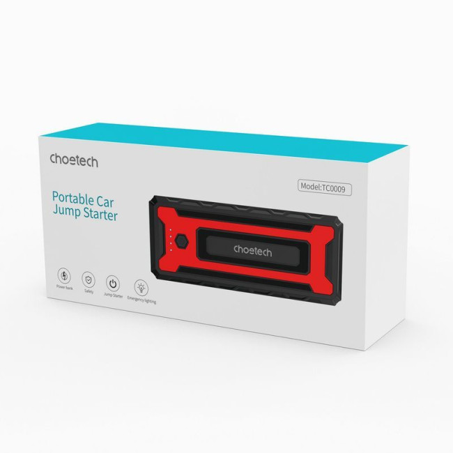 Портативний зарядний пристрій 16000 mAh, запуск двигуна 2000 A, QC 18 Вт, чорний