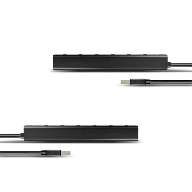 Хаб AXAGON HUE-SA7BP USB3.0 CHARGING hub, USB-A кабель 40см, Чорний