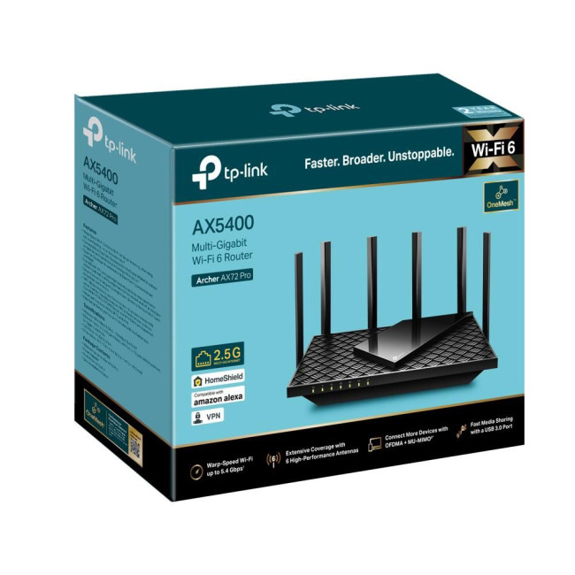 Точка доступу з функцією маршрутизації, мережеве обладнання 5400MBPS 1000M DUAL ARCHER AX72 PRO TP-LINK
