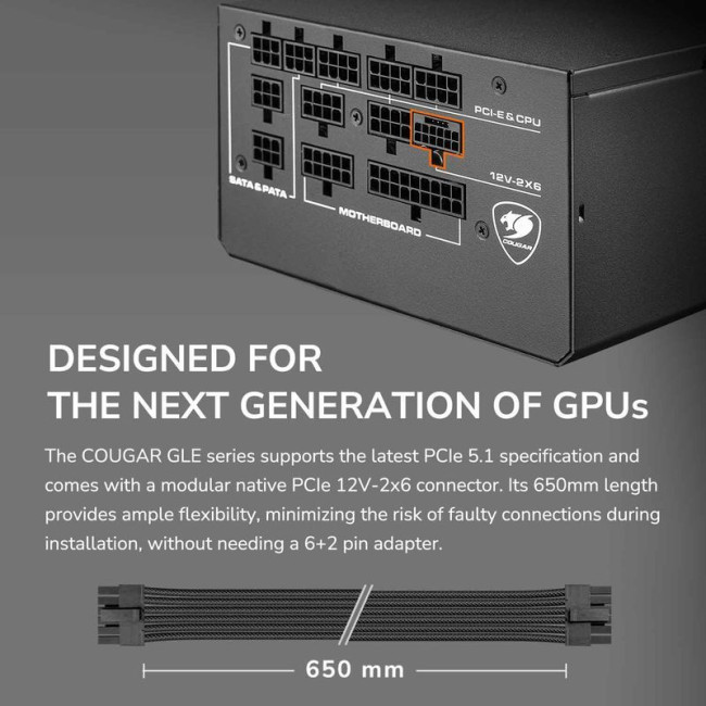Блок живлення 850 Вт, 80 Plus Gold, Modular, 135 мм Silent Fan, 8SATA + 4PCI-E