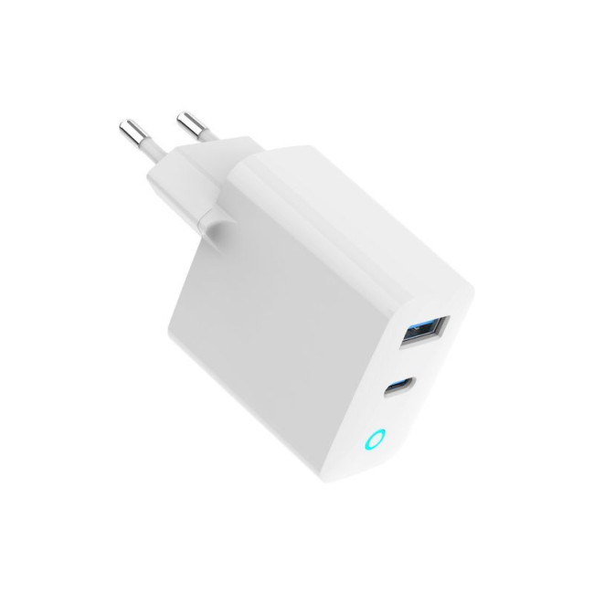 Мережевий ЗП, 1 USB-A + 1 Type-C (PD45Вт + QC3.0 18Вт), білий