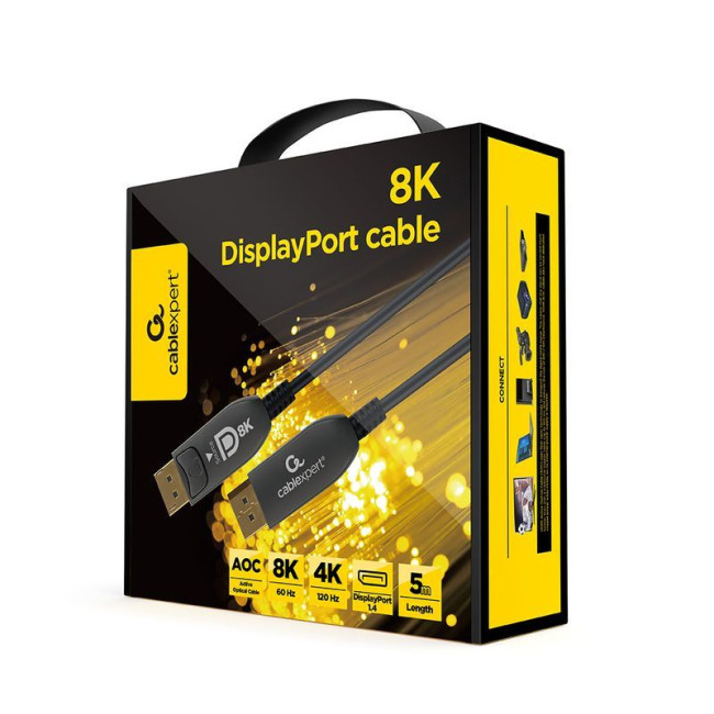 Кабель оптичний (AOC) DisplayPort V.1.4, 8К 60Гц/4К 120Гц, позолочені конектори, 5 м