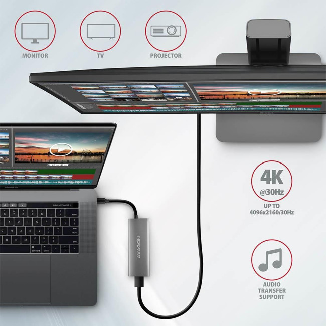 Хаб концентратор AXAGON HMC-5G2 USB-C 10Гбіт/с SPEEDSTER 5in1 hub (rev2.0), Сірий