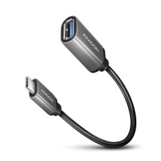 Адаптер AXAGON RUCM-AFAC USB-C-USB-A кабель 20см, Сірий