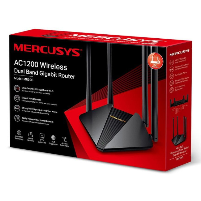 Точка доступу з функцією маршрутизації, мережеве обладнання 1200MBPS 4PORT MR30G MERCUSYS