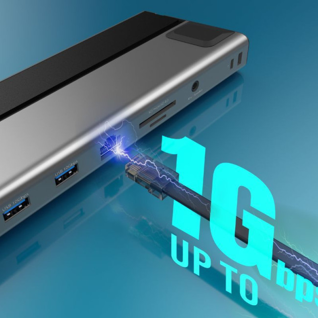 Док станція USB-C 12-в-1 (HDMI/DP/PD/USB-A/USB-C/LAN/картридер/аудіо)