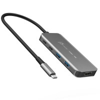 Мультиадаптер USB-C 5-в-1 (хаб/HDMI/PD/LAN), сірий