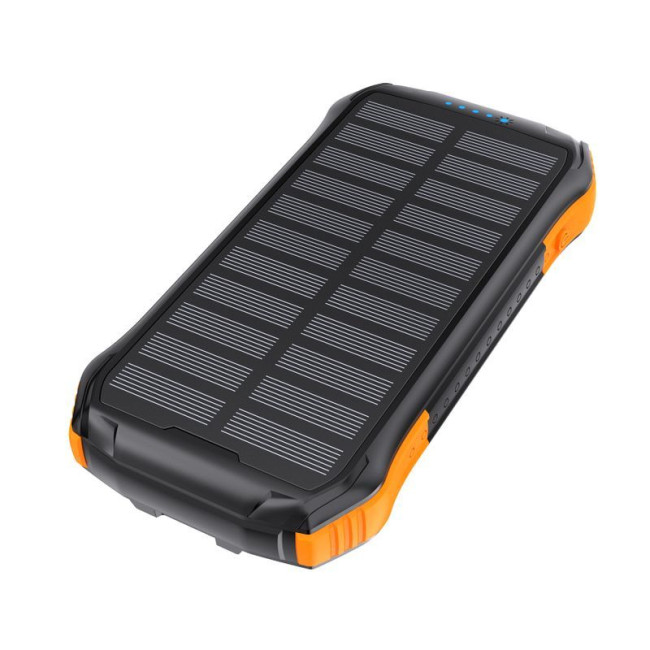 Портативний зарядний пристрій, 10000 mAh, 10Вт, сонячна панель, QI, LED лампа