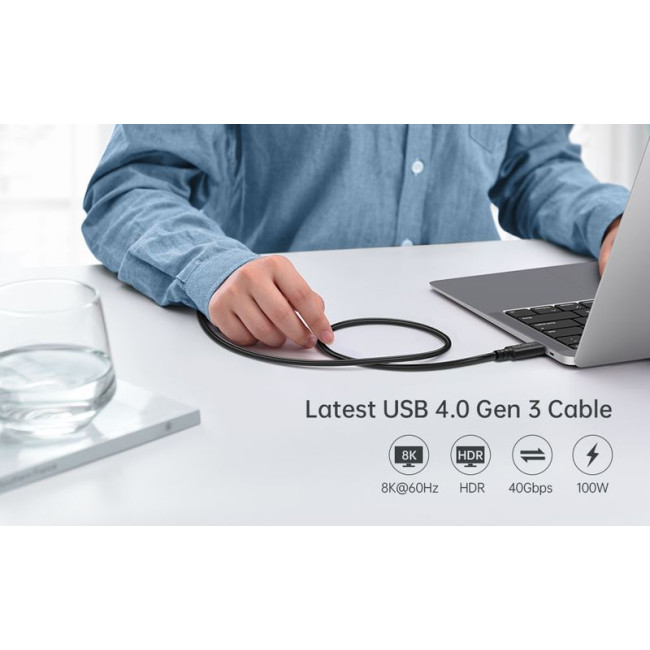 Кабель USB4 (40Gbps) Power Delivery (PD) 100 Ватт, 8K@60Hz, C-тато/C-тато, 0.8 м, преміум