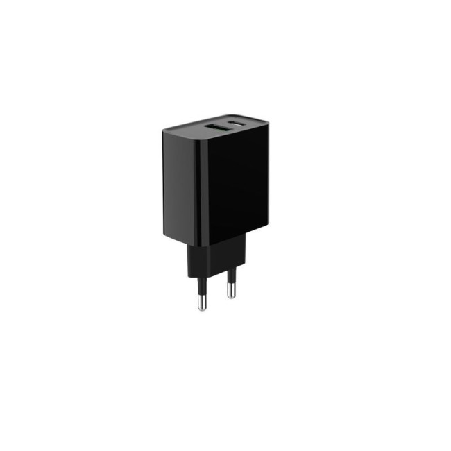 Мережевий ЗП, 1 USB-A + 1 Type-C (PD20Вт + QC3.0 18Вт), чорний