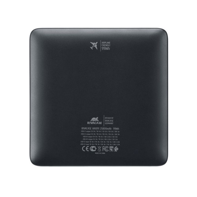 Портативний зарядний пристрій, 25800 mA, PD 100W, з LCD, чорний