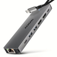 Хаб концентратор AXAGON HMC-8HLSA USB-C 5Гбіт/с 9in1 hub, Сірий