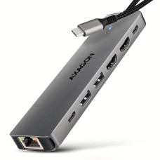 Хаб концентратор AXAGON HMC-8HLSA USB-C 5Гбіт/с 9in1 hub, Сірий