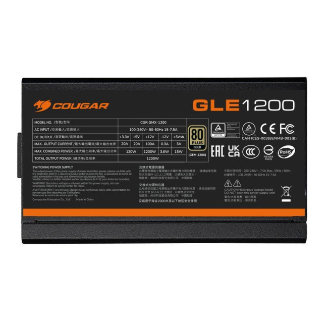 Блок живлення 1200 Вт, 80 Plus Gold, Modular, 135 мм Silent Fan, 8SATA + 4PCI-E