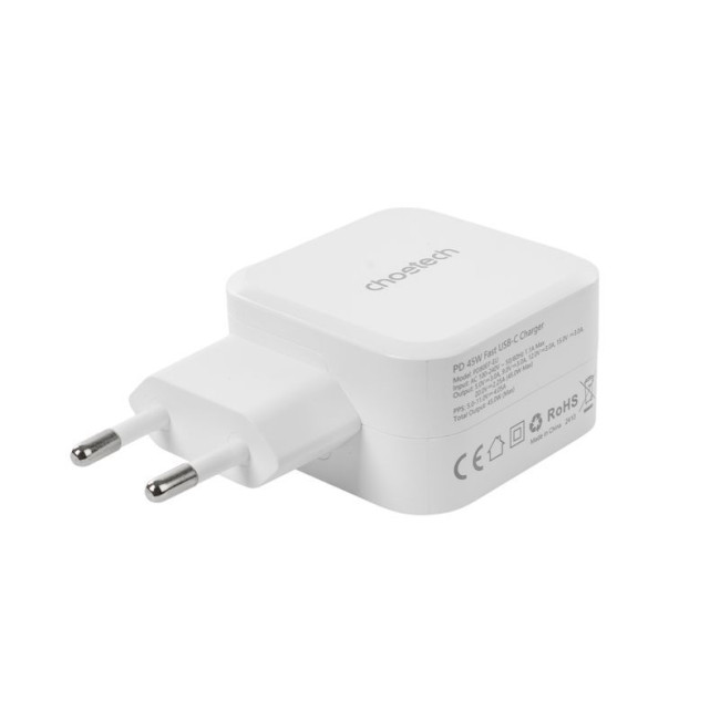 Мережевий зарядний пристрій, GaN, USB-C, 45Вт, QC3.0/PD/PPS