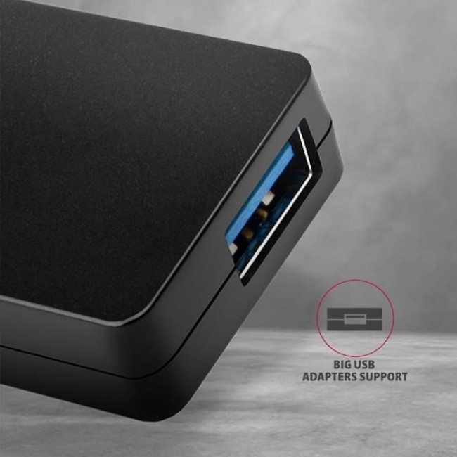 Хаб AXAGON HUE-G1A SuperSpeed USB SLIM hub, кабель 14см Type-A, Чорний