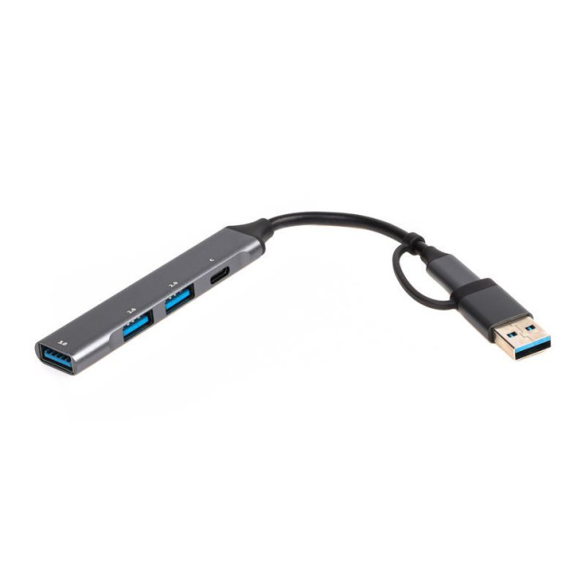Хаб USB 3.0 Type-C на 4 порти, перехідник Type-A, 1xUSB-A 3.0, 2xUSB-A 2.0, 1xUSB-C