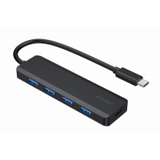 Хаб на 4 порти USB 3.1,USB-C, USB-C PD, пластик, чорний