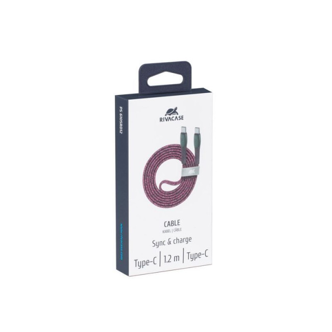 Кабель USB 2.0 Type-C/Type-C, тканинне обплетення, 1.2 м, 3 А, 60 Вт, червоний