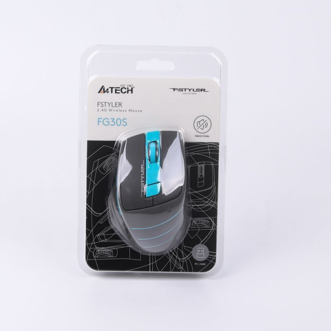 Миша бездротова безшумна Fstyler, USB, 2000 dpi, синій