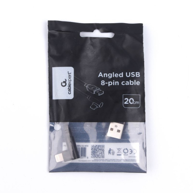 Кабель кутовий USB 2.0 AM-тато/Lightning, 0.2 м