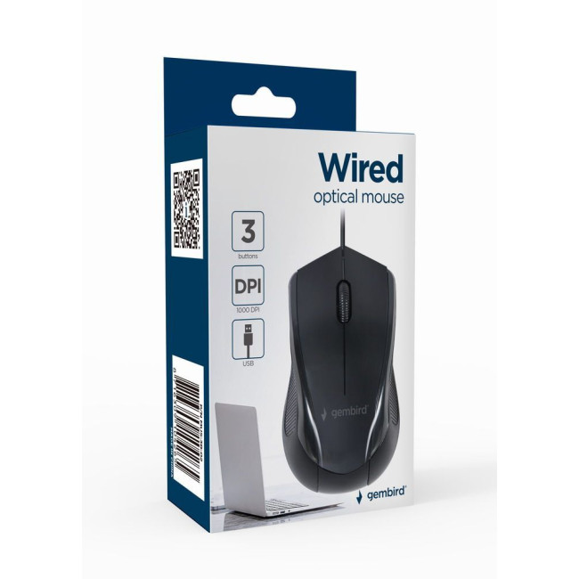 Оптична миша, USB інтерфейс, 1000 dpi, чорний