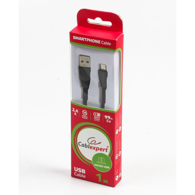 Кабель Cablexpert CCPB-M-USB-01BK, USB 2.0 A-тато/Micro B-тато, 1,0 м.
