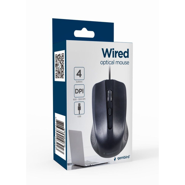 Оптична миша, USB інтерфейс, 1200 dpi, сіро-чорний
