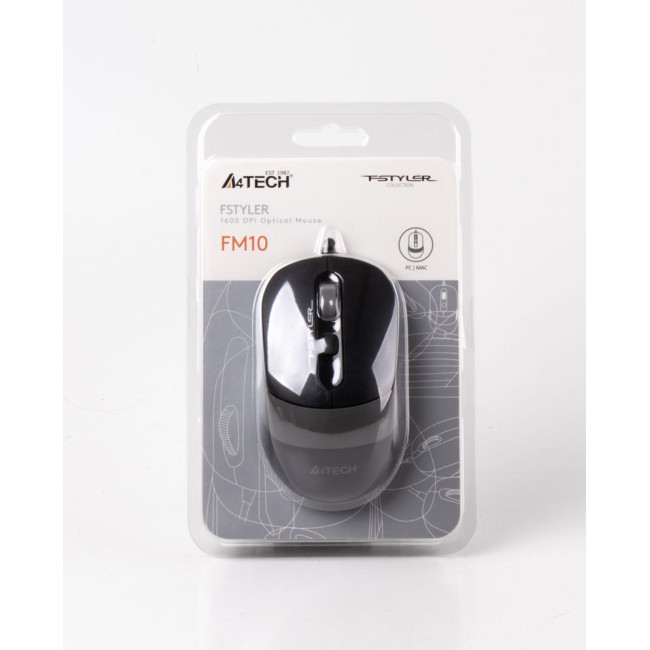 Миша дротова Fstyler, USB, 1600 dpi, чорний + сірий