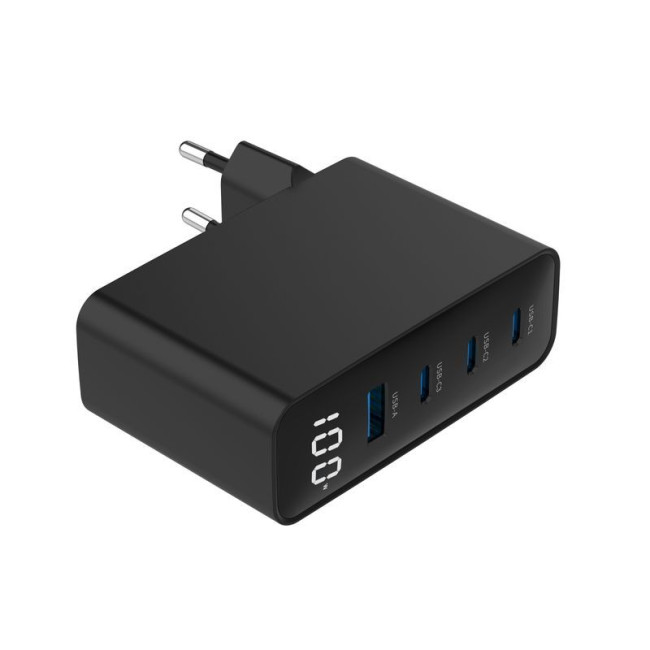 Мережевий ЗП, 1xUSB-A (QC3.0 30W)+3xType-C (PD 100W), чорний