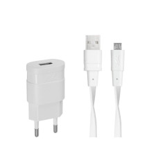 Мережевий зарядний пристрій, USB, 1 порт, кабель micro USB